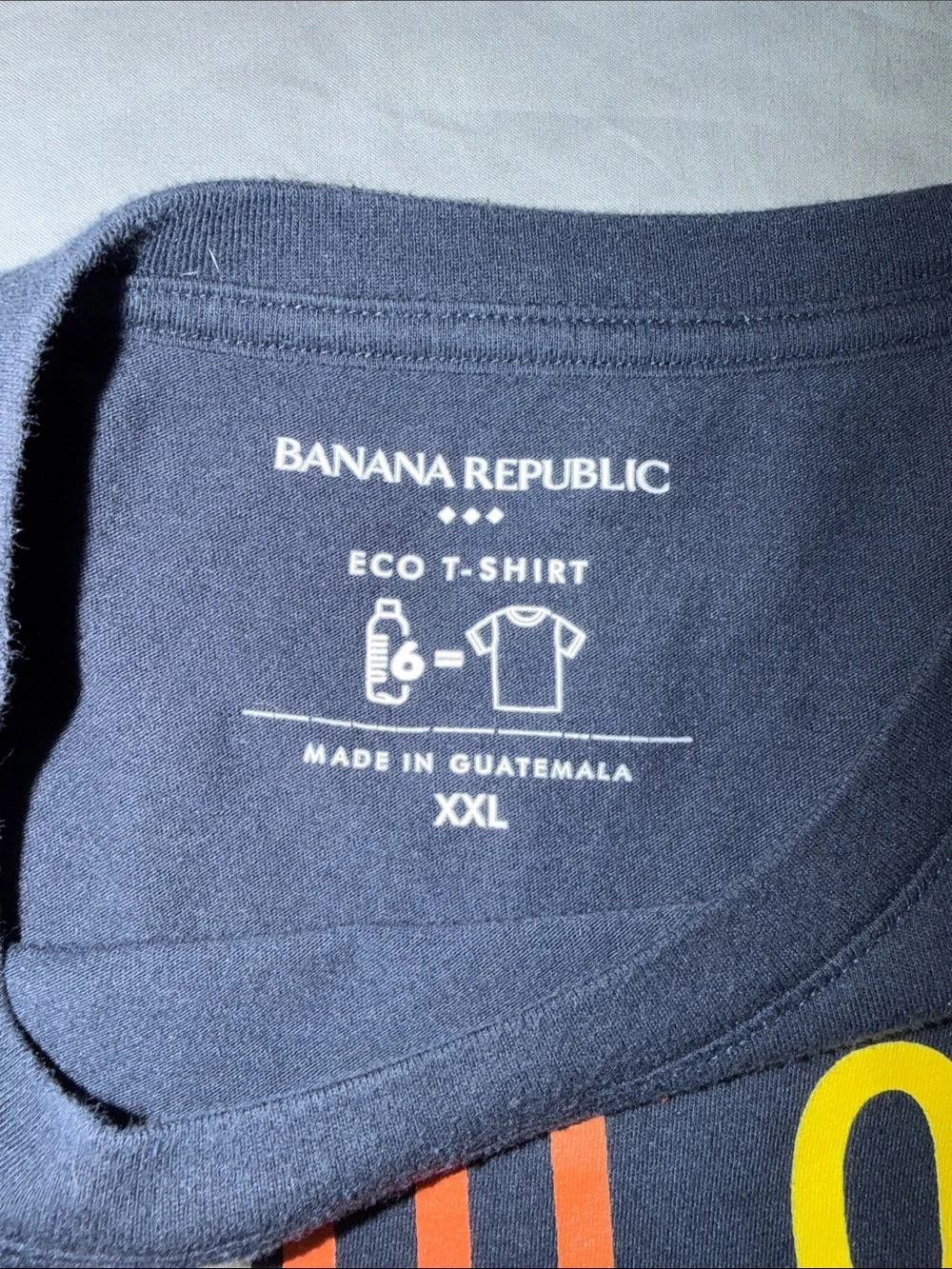 Banana Republic Navy Tee with Orange and Yellow Graphic Elephant